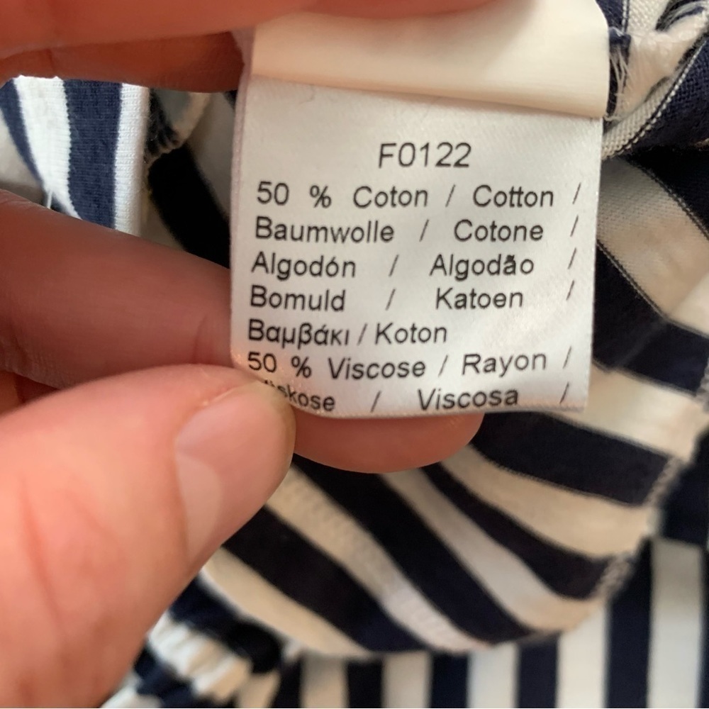 Lacoste Navy Striped Elastic Waist Knit Dress Size 6 - Picture 4 of 5